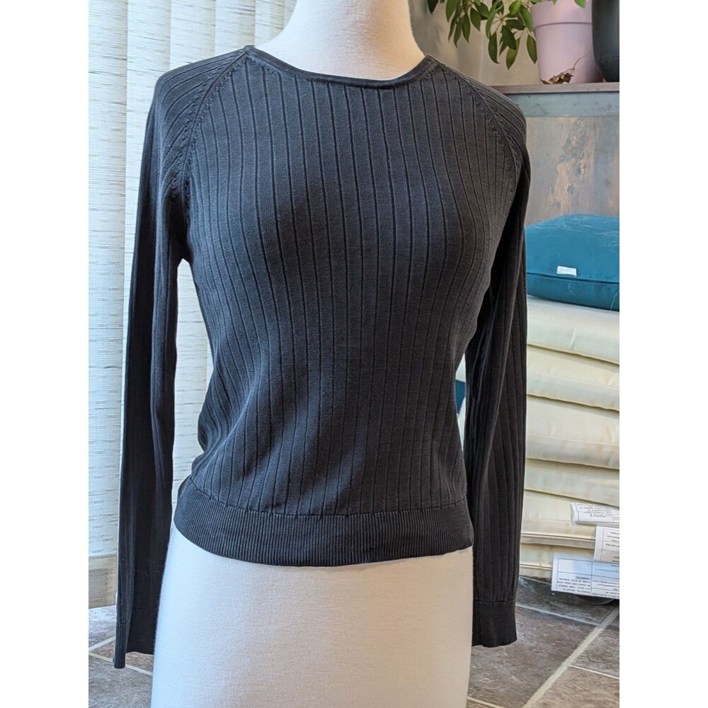 August Silk Knit Ribbed Knit Sweater Womens Large 100% Silk